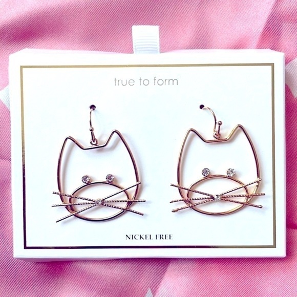 Brand New True to Form Nickel Free Gold Tone Kitty Cat w/ Rhinestone Eyes & Nose - Picture 9 of 9